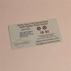 Dinky Toys 734a Supermarine Swift Fighter RAF Roundels Decal Set