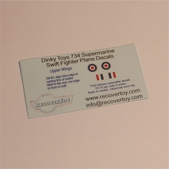 Dinky Toys 734a Supermarine Swift Fighter RAF Roundels Decal Set