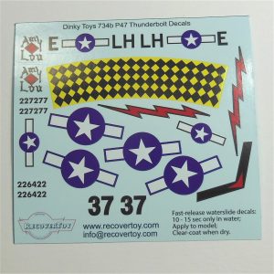 Dinky Toys 734b P47 Thunderbolt Decal Set