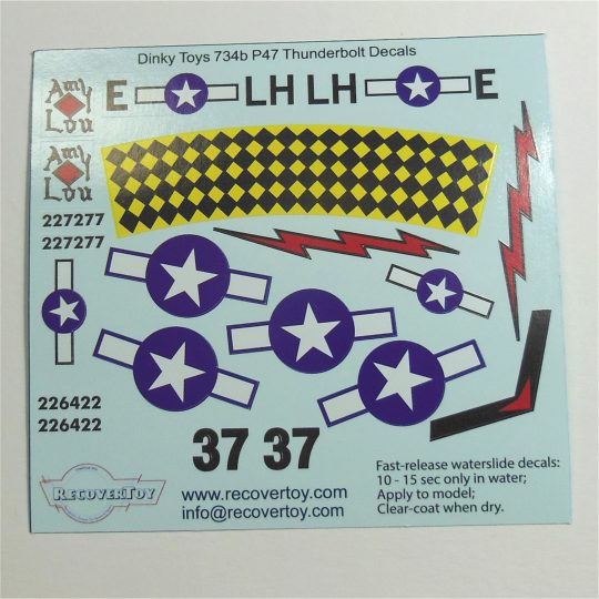 Dinky Toys 734b P47 Thunderbolt Decal Set
