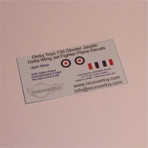 Dinky Toys 735a Gloster Javelin RAF Roundels Decal Set