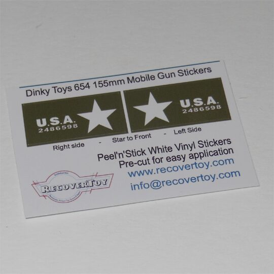 Dinky Toys 654 155mm Mobile Gun Sticker Set