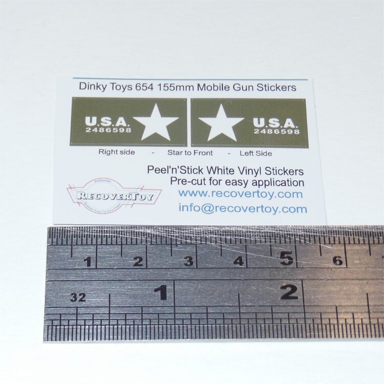 Dinky Toys 654 155mm Mobile Gun Sticker Set