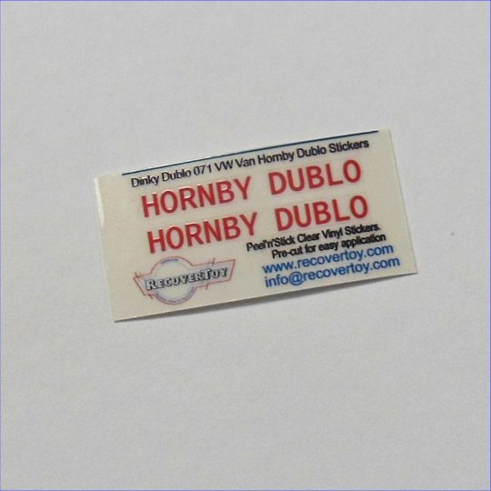 Dinky Dublo Toys 71 Volkswagen VW Van Hornby Dublo Stickers
