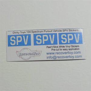 Dinky Toys 104 Spectrum Pursuit Vehicle SPV Sticker Set