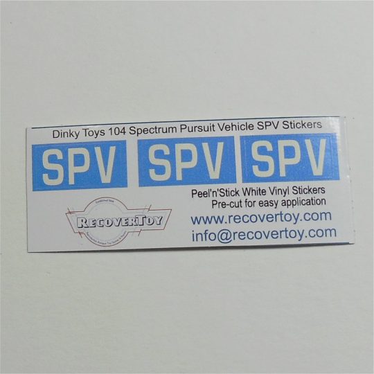 Dinky Toys 104 Spectrum Pursuit Vehicle SPV Sticker Set