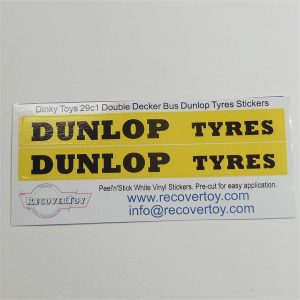 Dinky Toys  29c Double Decker Bus Dunlop Tyres Sticker Set