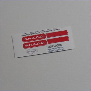 Dinky Toys 351a1 UFO SHADO Interceptor Red Sticker Set
