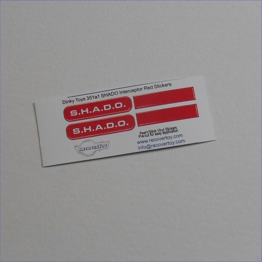 Dinky Toys 351a1 UFO SHADO Interceptor Red Sticker Set