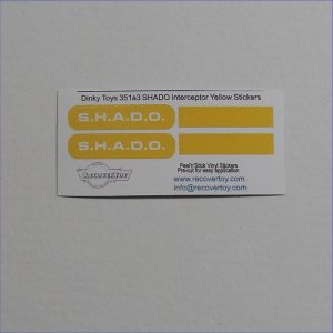 Dinky Toys 351a3 UFO SHADO Interceptor Yellow Sticker Set