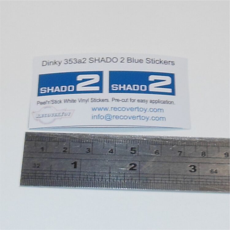 Dinky Toys 353 Shado 2 Mobile Blue Side Panels Sticker Set