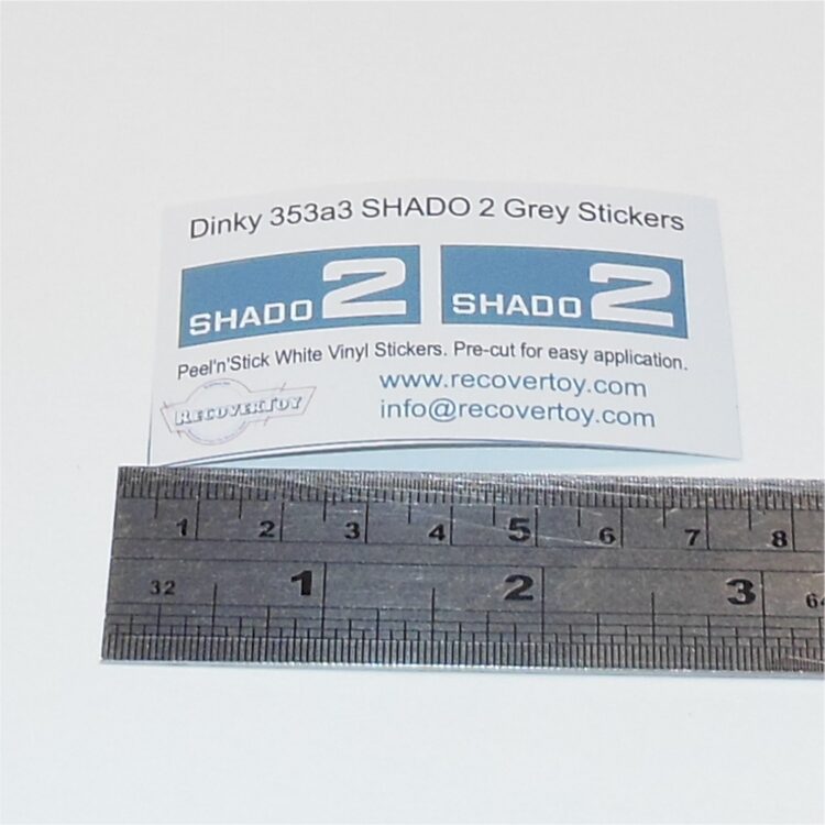 Dinky Toys 353 Shado 2 Mobile Grey Side Panels Sticker Set