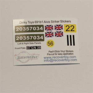 Dinky Toys 691b Alvis Striker Anti-Tank Vehicle Sticker Set