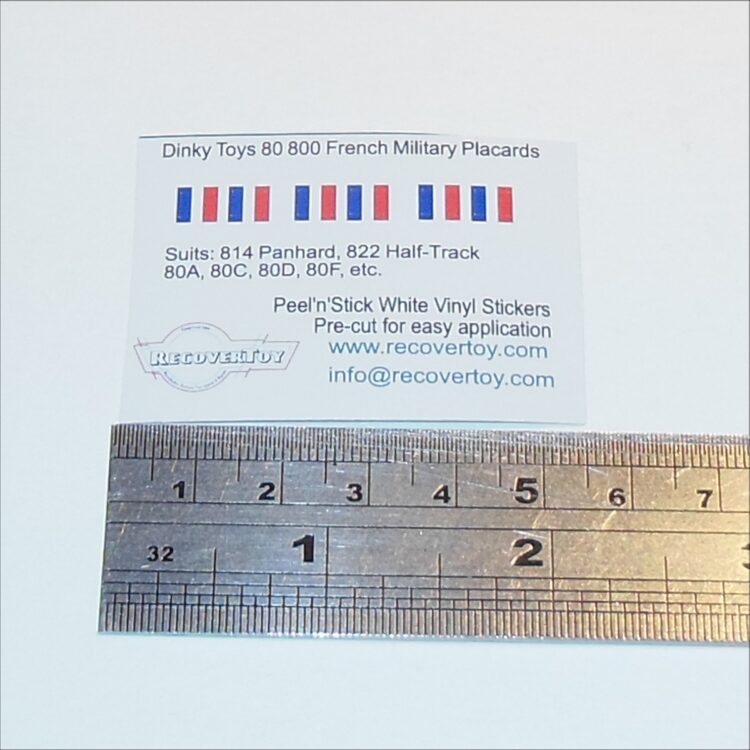 Dinky Toys 800 Series French Military Placard Stickers Blue White Red Block