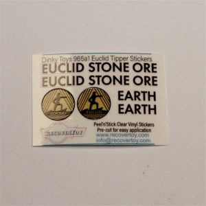 Dinky Toys 965 Euclid Rear Tipper Truck Dumper Early Issue Gold Logo Sticker Set