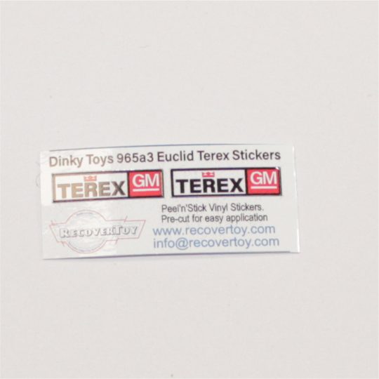 Dinky Toys 965 Euclid Rear Tipper Truck Dumper Later Issue Terex Sticker Set