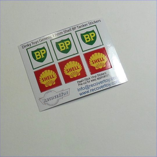Dinky Toys Generic Shell BP Fuel Petrol Tanker Sticker Set