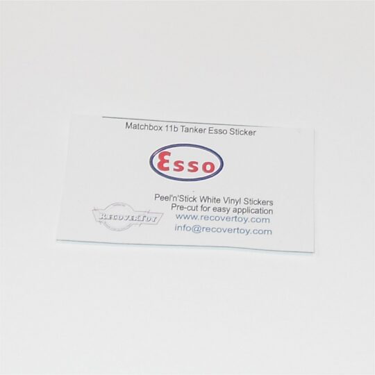 Matchbox Lesney 11b Esso Petrol Tanker Rear Sticker