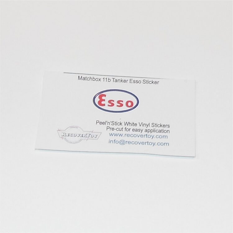 Matchbox Lesney 11b Esso Petrol Tanker Rear Sticker