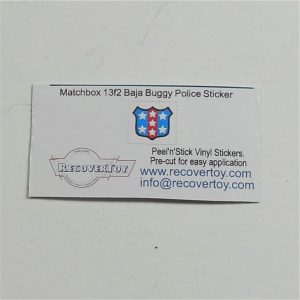 Matchbox Lesney 13f3 Baja Buggy Police Shield Pre-cut Sticker