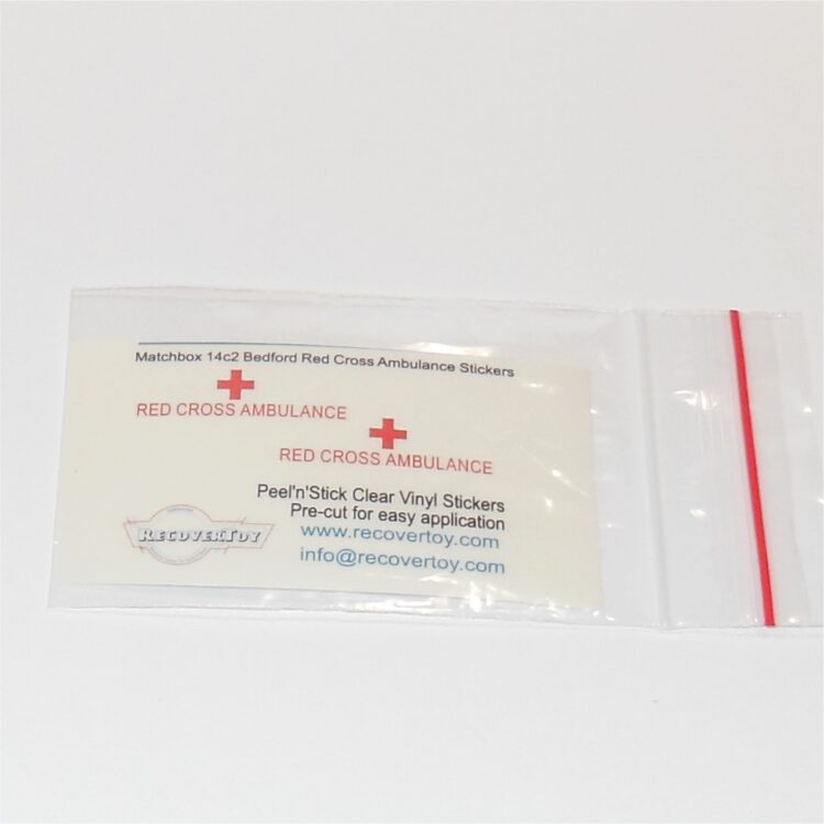 Matchbox Lesney 14 c2 Bedford Lomas Red Cross Ambulance Sticker Set