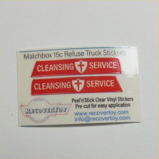 Matchbox Lesney 15c Dennis Tippax Refuse Truck Pre-cut Sticker Set
