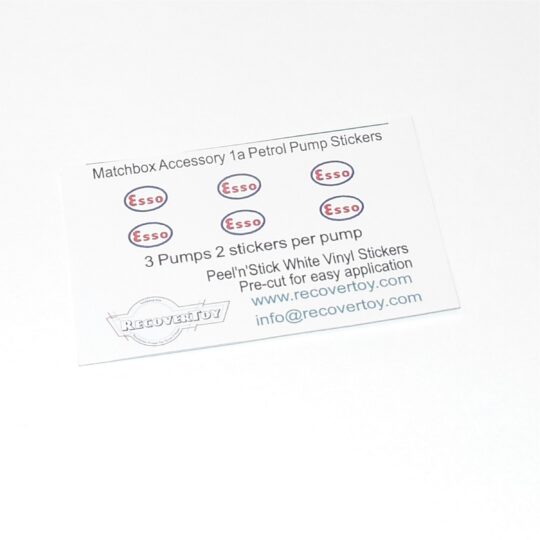 Matchbox Lesney Accessory Pack 1a Esso Petrol Pump Bowser Stickers Set