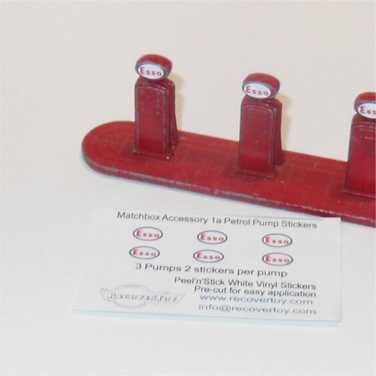 Matchbox Lesney Accessory Pack 1a Esso Petrol Pump Bowser Stickers Set