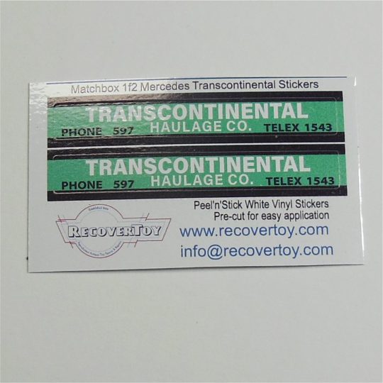 Matchbox Superfast 1f2 Mercedes Transcontinental TP1 Truck Trailer Stickers