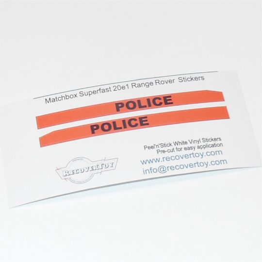 Matchbox Lesney 20e1 Range Rover Police Stripe Stickers