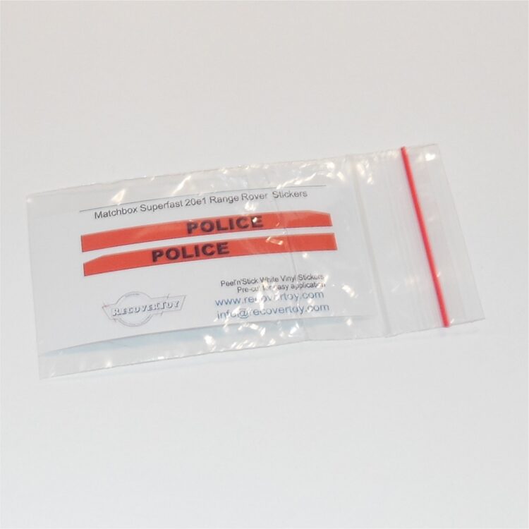 Matchbox Lesney 20e1 Range Rover Police Stripe Stickers