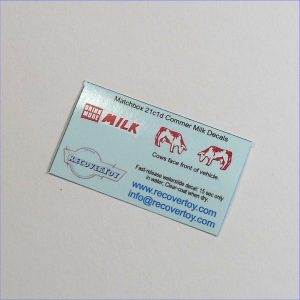 Matchbox Lesney 21 c2 Milk Delivery Van Cow Logo Decal Set