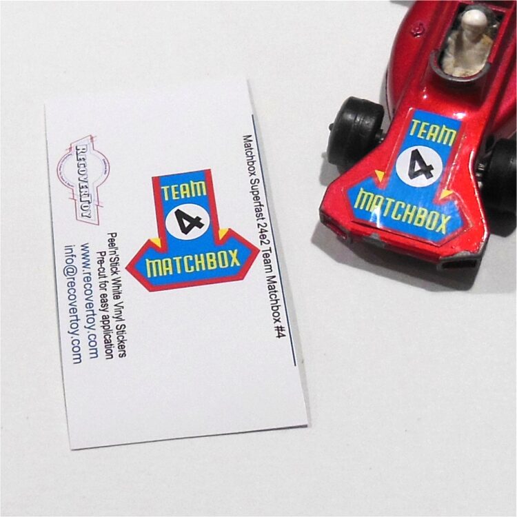Matchbox Lesney 24e2 Team Matchbox Surtees Racing Car RN#4 Sticker