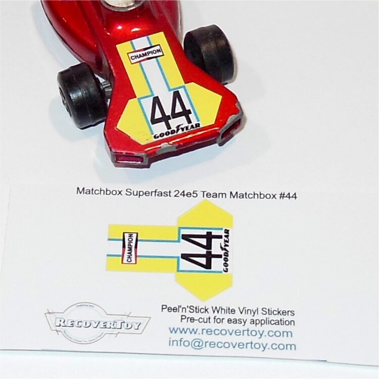 Matchbox Lesney 24e5 Team Matchbox Surtees Racing Car RN#44 Sticker