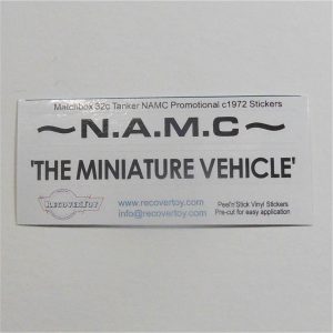 Matchbox Lesney 32 c Leyland Tanker NAMC 1972 Promotional Sticker Set