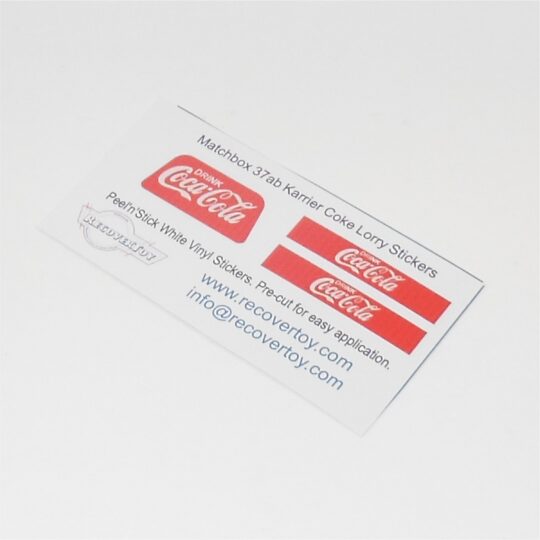 Matchbox Lesney 37ab Karrier Bantam Coke Coca Cola Sticker Set