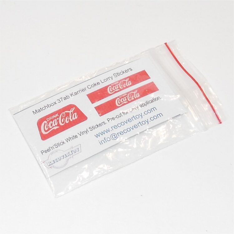 Matchbox Lesney 37ab Karrier Bantam Coke Coca Cola Sticker Set