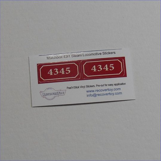 Matchbox Lesney 43f1 Steam Train Locomotive 4345 Stickers Set