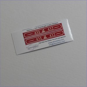 Matchbox Lesney 43f1 Train Passenger Coach 431-432 Stickers