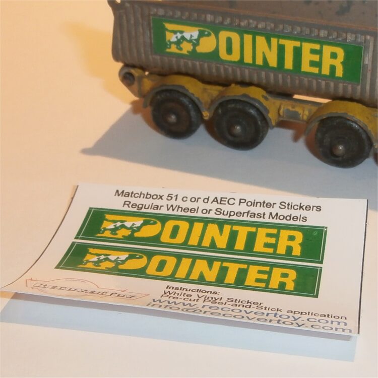 Matchbox Lesney 51cd1 AEC Tipper Pointer Sticker Set