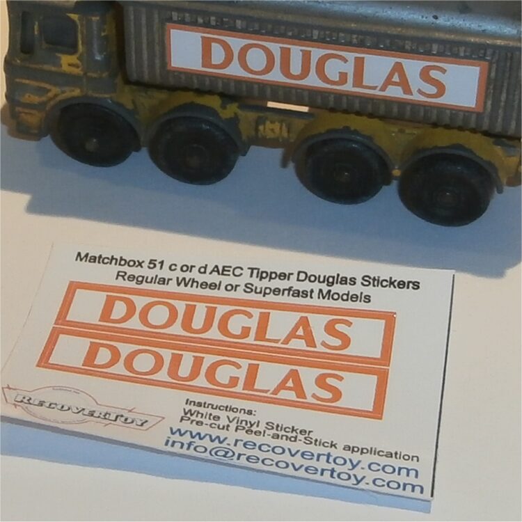 Matchbox Lesney 51cd2 AEC Tipper Douglas Sticker Set