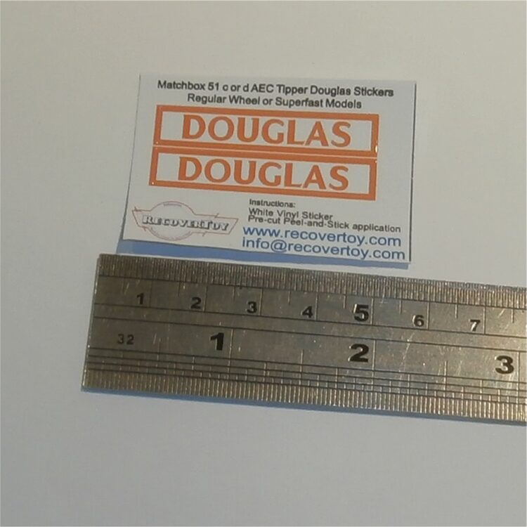 Matchbox Lesney 51cd2 AEC Tipper Douglas Sticker Set