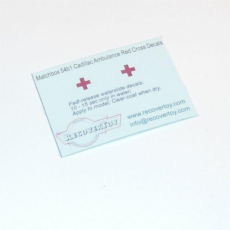 Matchbox Lesney 54b1 Cadillac Ambulance Red Cross Decals