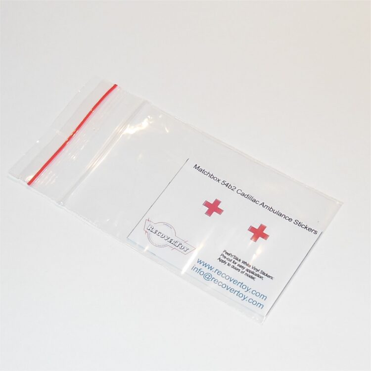 Matchbox Lesney 54bc2 Cadillac Ambulance Red Cross Stickers Set