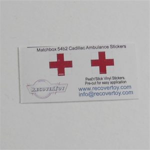 Matchbox Lesney 54bc2 Cadillac Ambulance Red Cross Stickers Set