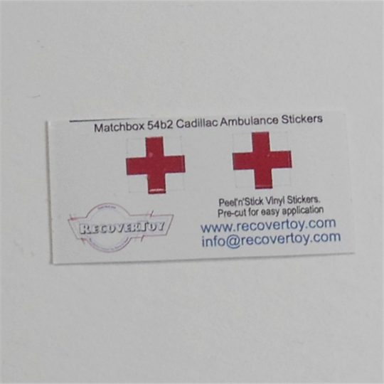 Matchbox Lesney 54bc2 Cadillac Ambulance Red Cross Stickers Set