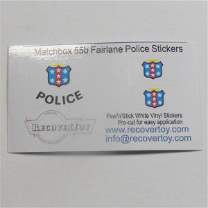 Matchbox Lesney 55b Ford Fairlane Police Car Sticker Set