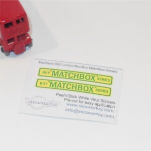 Matchbox Lesney  5b2 London Bus Buy Matchbox Sticker Set