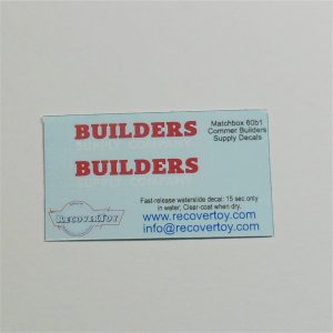 Matchbox Lesney 60a2 Morris Builders Supply White Text Pickup Pre-cut Decal Set