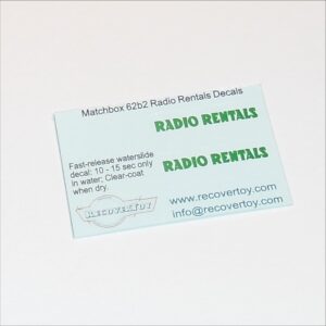 Matchbox Lesney 62 b2 Commer TV Service Van Radio Rentals Decal Set